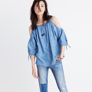 Madewell Chambray Cold Shoulder Top